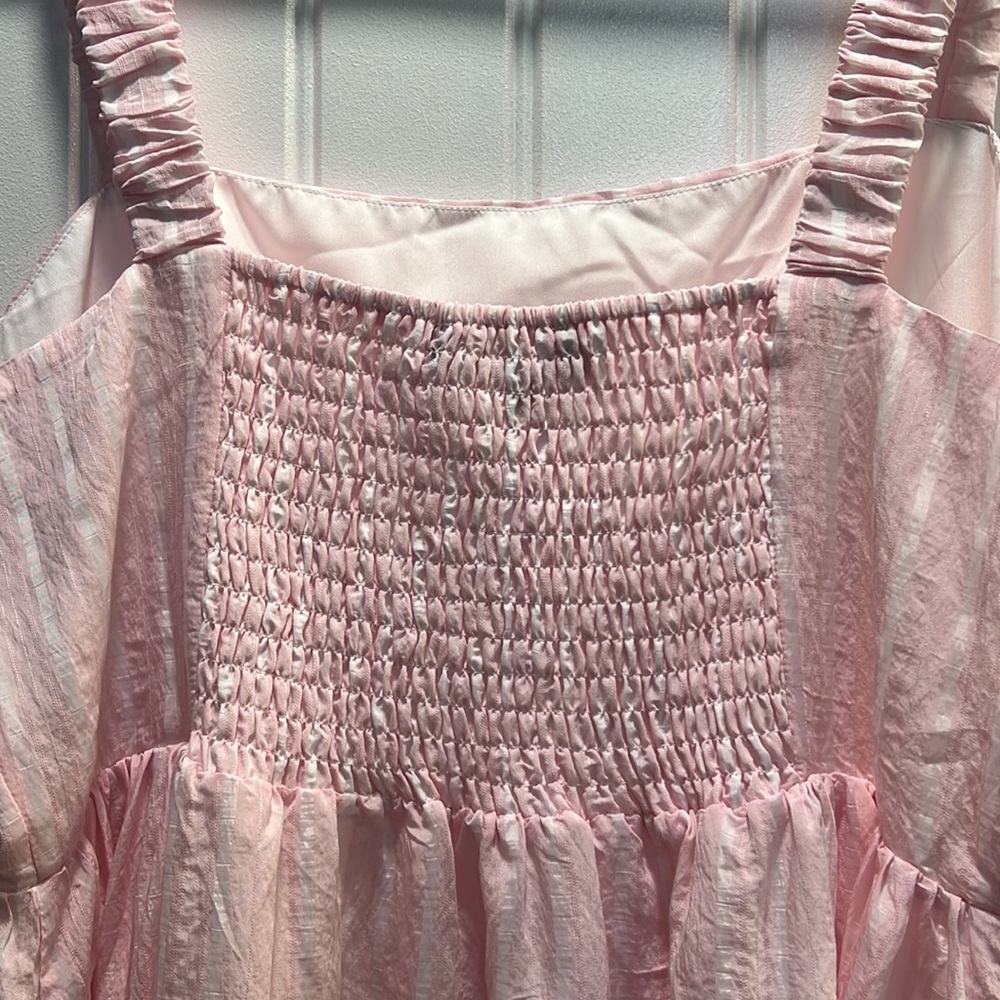 Eloquii Pink and White Striped Lined MIDI Dress. Size 18. NWT. - Picture 6 of 12